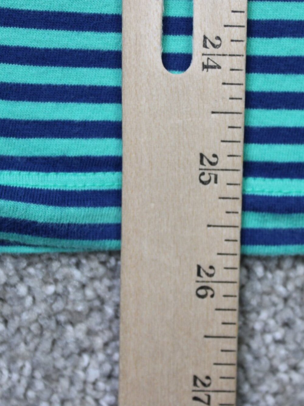 Lacoste Men's Short Sleeve V-Neck Striped Tee in Teal and Navy - Picture 9 of 10